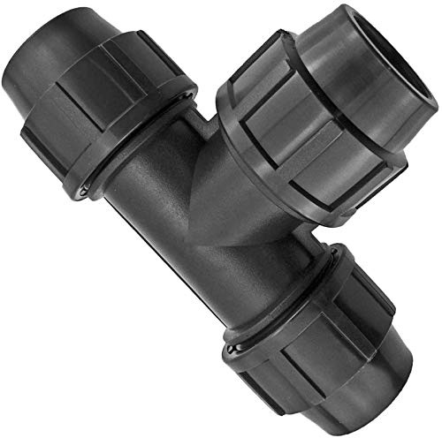 PP Fitting T-Stück Verschraubung Klemmverbinder für PE-Rohr 20-50 mm | Wunschgröße auswählen >>> 50mm x 50mm x 50mm