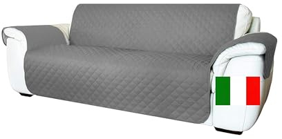 Moonange Copridivano 4 Posti con Braccioli Seduta 200 cm Impermeabile Reversibile Antiscivolo Antimacchia Antigraffio Antipelo Moderno Grigio