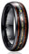 NUNCAD 6mm Feuer Opal Ring für Männer Damen Schwarz Wolframcarbid Unisex Partner Ring mit Koa Holz Graviert mit Ich hab' Dich lieb Größee 61 (19.4)
