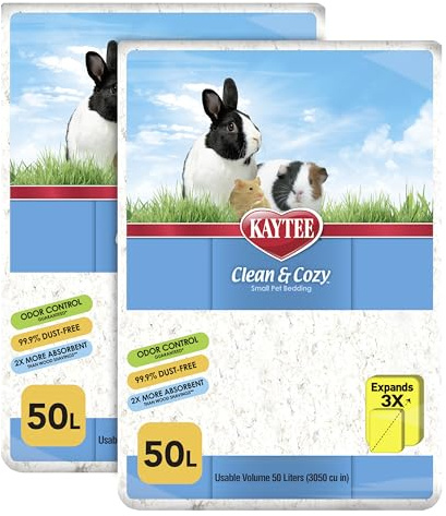 Kaytee Clean & Cozy - Paquete de 2 lechos de Papel Blanco, Fabricados para Animales pequeños, 100 litros