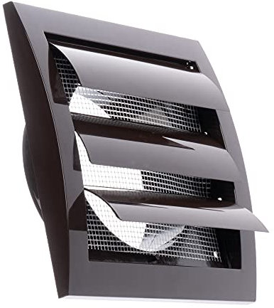 100mm Grille d'aération avec Lamelles Mobiles et Moustiquaire - Marron Grille de Ventilation en Plastique