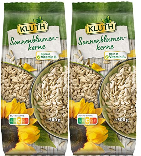Kluth Sonnenblumenkerne zum Snacken reich an Vitamin B1 500g 2er Pack