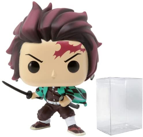 POP Demon Slayer - Tanjiro Kamado Funko Vinyl Figure (Bundled with Compatible Box Protector Case), Multicolor, 3.75 inches
