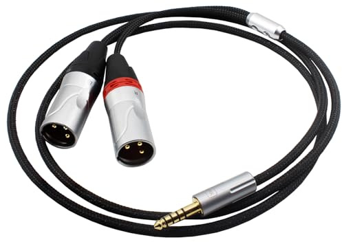 Youkamoo Cable de audio para auriculares balanceado de 4,4 mm a XLR, adaptador de cable HiFi de 8 núcleos bañado en plata, 1,2 metros / 4 pies