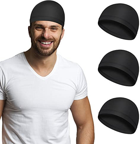Yolev 3 Pack Cooling Skull Cap Helmet Liner Sweat Wicking Cycling Helmet Liner for Men and Women Black