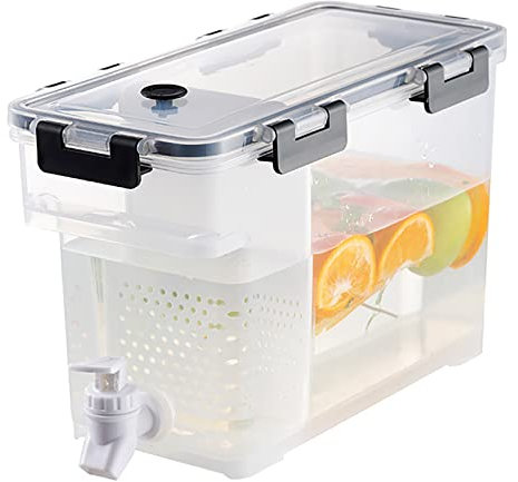Distributeur de carafe pour réfrigérateur avec robinets, distributeur d'eau de 3,5 l avec couvercle, réutilisable, grand seau à eau glacée pour fruits, jus de fruits, boissons, cocktails pour fête