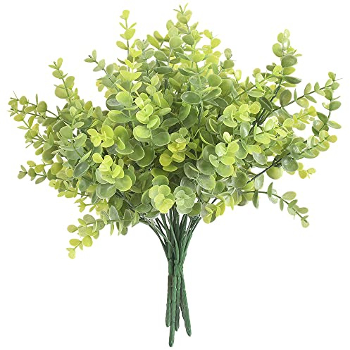 homEdge Künstlicher Eukalyptus-Plektrum, 6 Bündel, UV-beständig, künstliches Bouguet für Dekoration