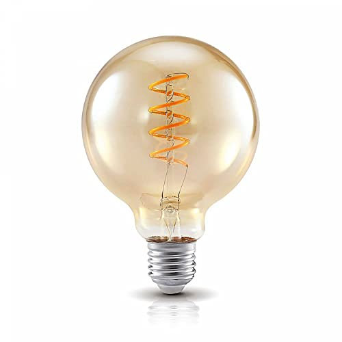 E27 LED Lampe 4W warmweiß 2700K Filament - G95 Spiral Birne gold 260lm Edison Retro Vintage Leuchtmittel Glüh-Birne Licht Fadenlampe