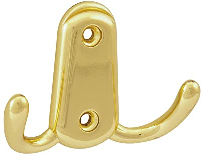 OBF 756151-23 vermessingt poliert Grimme Mantelhaken Canelli (Kleiderhaken), Breite 17 mm Höhe 86 mm, Doppelhaken Zinkdruckguss