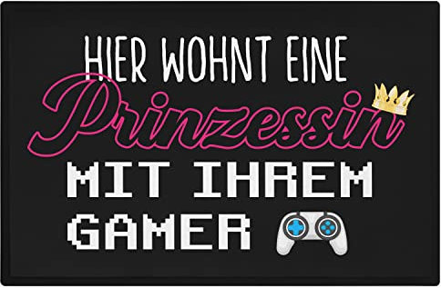 Trendation - Hier Wohnt Eine Prinzessin Mit Ihrem Gamer Fußmatte Geschenk Zocker Gaming Fussmatte 60x40 Türmatte