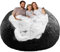 YudouTech Bean Bag Chair Cover Without Filler,Big Round Soft Fluffy PV Velvet Washable Bean Bag Lazy Sofa Bed Cover for Adults,Living Room Bedroom Furniture Outside,6ft black