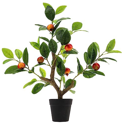 Gresorth 51cm Artificiels Grenade Arbres Faux Maison Vert Plante Fruits Décoration avec Plastique Grandes Réaliste Feuilles pour Accueil Tableau Bureau Jardin Intérieur