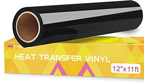 Prime Vinyl Plotterfolie Textil, 30.5cm x 3.36m Flexfolie für Silhouette Cameo, Cricut Maker, Plotterfolie für Shirt, Kleidung, Hüte, Hosen, andere Stoffe(Schwarz)
