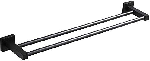 Einfaches Regal, Space Aluminium, Schwarz, Doppelstange, Hotelküche, Badezimmer, Wandmontage, Handtuchhalter, Länge 40 cm, Wandmontage, Handtuchhalter for Aufhängen for Küche, Badezimmer, Schrank/Läng