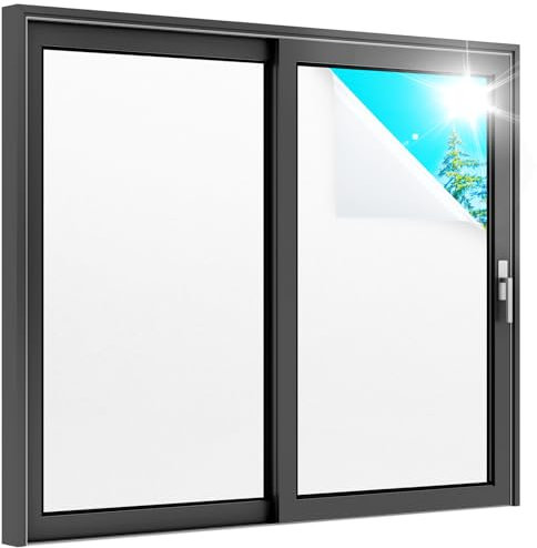 rabbitgoo Fensterfolie Milchglasfolie Blickdicht Sichtschutzfolie Weiß 90x200cm mit Gitterdesign für Bad Büro Wohnzimmer Selbsthaftend Selbstklebend Scheibenfolie UV Schutz Blickschutz Sichtschutz