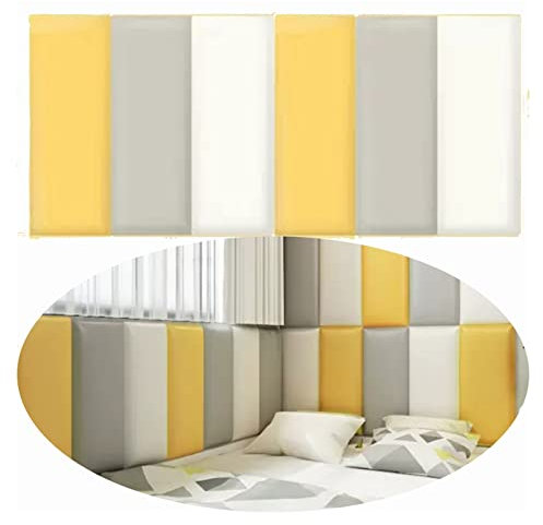 XILYZMO Bett Kopfteil Wandpolster, Startseite 3cm Wand-Kissen, 3D Wasserdicht PU-Wandpaneel, Wanddekoration Anti-Kollision Polsterung Für Kinderzimmer Kinderzimmer (Farbe : Gelb, Größe : 50x200cm)