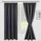 JIUZHEN Vorhänge mit Kräuselband Gardinen Wohnzimmer Verdunklungsvorhänge Vorhang Blickdicht Vorhänge Schlafzimmer Thermovorhang Dunkelgrau, H200 x B140 cm,2er Set