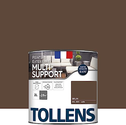Tollens Peinture extérieure multisupport - Ultra résistante Haute qualité - Satin - Brun - 2L = 28m2
