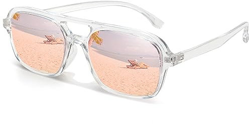 Sunier Sonnenbrille Damen Herren Trendy, Polarisiert Retro Pilotenbrille mit UV400-Schutzgläsern