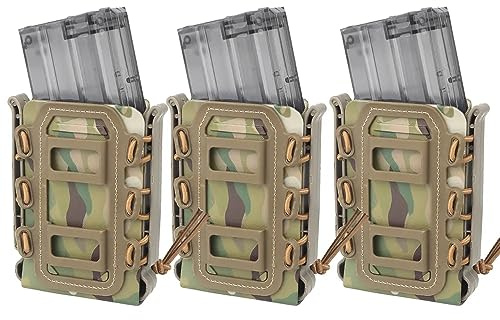 3Pcs Tactical Fast Mag TPR Flexible Molle Magazine Pouch Carrier for Ar15 M4 5.56/7.62mm CP Camouflage Mag Pouch Case
