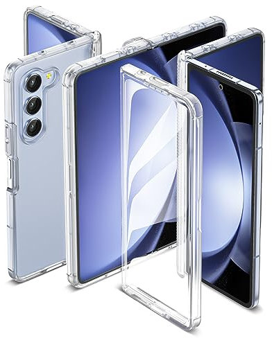 ORETECH Cover per Samsung Galaxy Z Fold 5 Case,Samsung Z Fold 5 Case Protezione Dello Schermo Incorporata, 2 in 1 Custodia Z Fold 5 Protettiva in Silicone Hard PC Cover Antiurto - Trasparente
