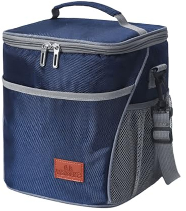 FAVORTALK Large Insulated Lunch Bag 10L Navy Lunch Box Tote for Girls Insulated Lunchbag with Strap and Bottle Holder Waterproof Cooler Bag to School Thermal Meal Tote - 11611