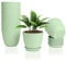 FORAGIFT Lot de 16 pots de fleurs en plastique robustes et élégants avec trous de drainage et plateau pour plantes d'intérieur Vert 15 cm