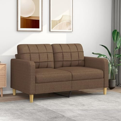 Camerina 2-Sitzer-Sofa Braun 140 cm Stoff Kleine Sofa, Mid-Century Moderne Couch, 2er Couch Loungesofa