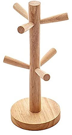 Qinsky Mug Tree,Wooden Mug Holder Tree Mug Holder Stand Cup Holders Wood Mug Rack Tree Mug Hooks for Kitchen Counter TabletopTea Coffee Cup Organizer