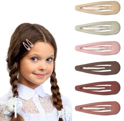 WJRQD 30 Pcs Snap Cheveux Clips, 3 cm Barrettes à Cheveux, Barrettes à Cheveux en Métal, Pinces à Cheveux pour Femmes Filles Enfants - Multicolore