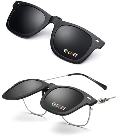LUFF Polarisierte Clip-on Sonnenbrille für Herren Damen, Anti-Glare Flip Up UV400 Leichte Sonnenbrille Clips für Outdoor