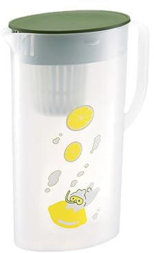 2000ML/1000ML Water Jug with Removable Lid, Hot and Cold Beverages Clear Glass Water Pitcher with Filter, Plastic for Tea Cafe Milk Juices and More 2L with Handle