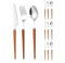Mango De Madera Cocina Acero Inoxidable Cubiertos Vajilla Cubiertos Cubiertos Cuchillos Tenedores Cucharas Set (madera de rosa,12 piezas)