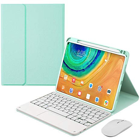 Bueuwe Tastatur Hülle für Huawei Matepad 11.5/Air 11.5, Abnehmbare Bluetooth-Tastatur Mit Mehreren Winkeln, Touchpad, Stifthalter,Grün,No Backlit