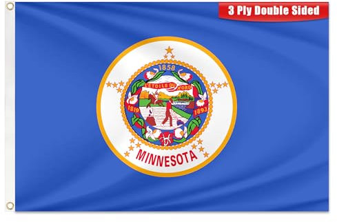 Minnesota Staatsflagge, 90 x 152 cm, doppelseitige Minnesota MN-Flaggen mit Messingösen für drinnen und draußen, strapazierfähig, 3-lagig, Minnesota-Flaggen mit lebendigen Farben für Außen-, Hof-,