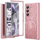 XIMAND Coque pour Samsung Galaxy Z Fold 6 avec Motif légende mécanique, Protection d'écran Avant Design élégant, Texture holographique, placage Pliable à 360° Protection complète (Rose)