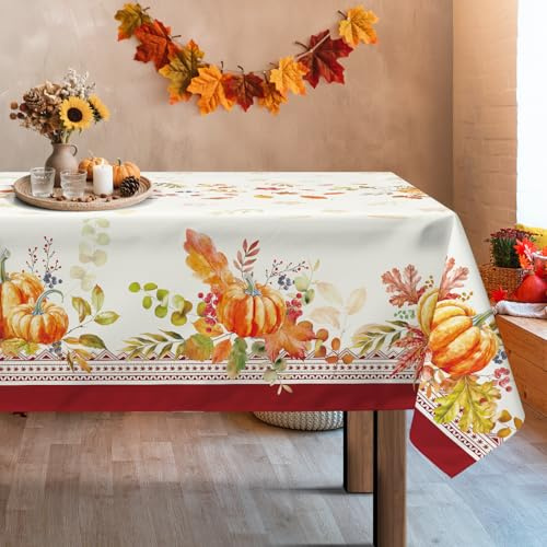 Arquiel Thanksgiving Vintage Tischdecke Polyester Rechteckig 140 x 180 cm | Waschbare Polyester-Tischdecke mit Vintage-Motiv, wasserabweisend und pflegeleicht für Küche, Esszimmer, Feste und Feiern.