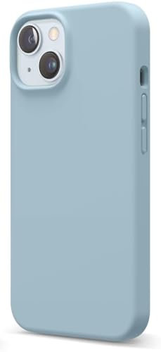 cover in silicone liquido antiurto compatibile per iphone 14 (6,1 pollici), protezione completa, copertura per telefono antiurto a 3 strati con fodera in microfibra morbida (Celeste)