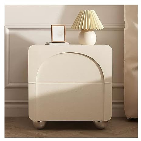 Comodino Comodino Comodino Semplice Tinta Unita Legno Piccolo Comodino Grande capacità Doppio Cassetto Grazioso Tavolo Rotondo Angolo Comodino Mobili Comodino (Beige,S)