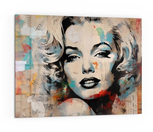 DEQORI Küchenrückwand Glas | Motiv Vintage-Star Fusion | 80x60 cm cm | Bad- oder Herd-Rückwand | Herdblende Spritzschutz für Küche & Badezimmer | moderne Deko für Fliesenspiegel