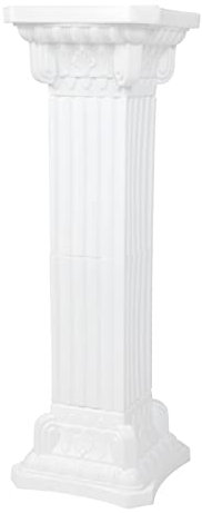 Soporte para plantas de columna romana para decoración al aire libre, soporte para tartas de pilar griego con maceta blanca, accesorios de guía de carretera cuadrada para boda