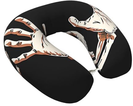 Mexpekil Reisekissen Skelett Hand Nackenkissen für Reisen Flugzeug Auto Büro Nackenunterstützung Memory Foam Kissen