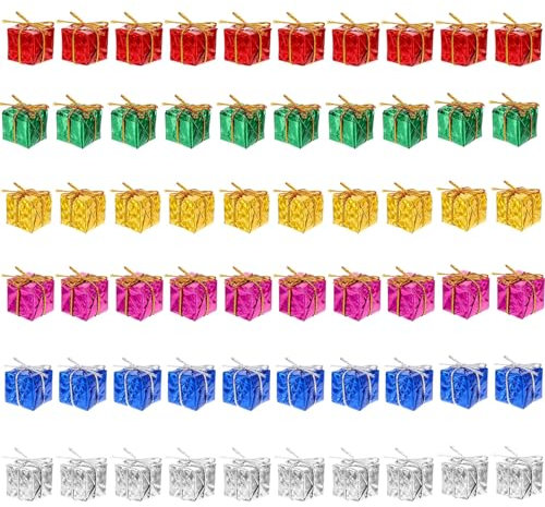 60 Pcs Miniature Christmas Decorations, Small Christmas Decorations Party Favors Xmas Tree Indoor Outdoor Hanging Pendant Holiday Decoration