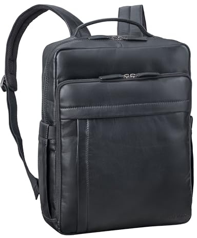 STILORD Aldo Echt-Leder Rucksack für Damen und Herren Groß - Eleganter Rucksack mit Laptopfach für Laptop 15-16 Zoll - Stylisher Business-Rucksack Trolley-Halterung Farbe:schwarz