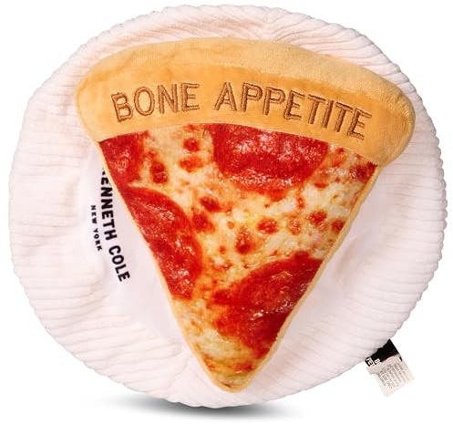 Kenneth Cole Plüsch-Hundespielzeug – Pizza, Hot Dog & Kaffeetasse – stilvolles, langlebiges Quietschspielzeug für kleine und mittelgroße Hunde