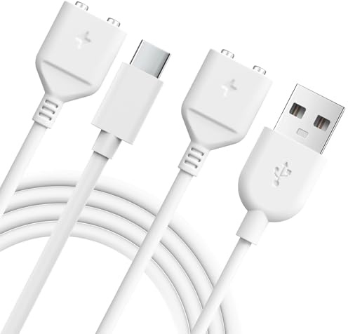 littlelucky 2 Pack Magnetic Replacement Charger Cable 6MM Calibre USB-A & USB-C to Magnetic Cord DC for Rose Tool, 2.62FT Cable, 5V/1A Charger for Wand Massagers and Electronics