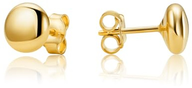 MIORE Schmuck Damen, 7mm Ohrringe Damen Vergoldet, Ohrstecker Silber 18 Karat Vergoldet, Kugel Piercing, Ohrringe Silber 925, Damenohrringe, Ohrschmuck Hypoallergen & Handgemacht in Italien