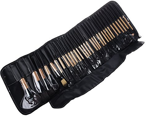 Lot de 32 pinceaux de maquillage professionnels avec étui en cuir synthétique