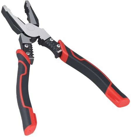 SYUTBOU Kombizange Universalzange, 215mm Länge, Mehrzweck Kombinationszange aus Kohlenstoffstahl für Elektriker und Heimwerker, Schwarz Rot