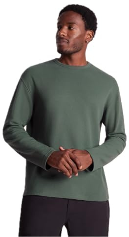 TOG24 Ainsdale Men's Long Sleeve T-Shirt, Soft Waffle Fabric Mens Tee, Relaxed Boxy Fit Crew Neck Top, Ribbed Neck Long Sleeve Shirt for Men